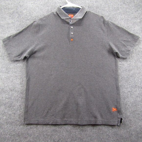 Sam Malouf Polo Shirt Mens Large Gray Cotton Pique Knit Oxford Luxury - Picture 1 of 8